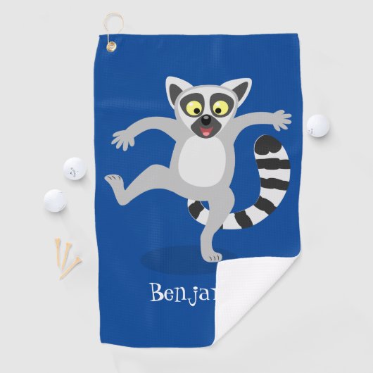 Niedlicher Ring Schwanz lemur Tanz Cartoon Abbildu Golfhandtuch (Insitu)
