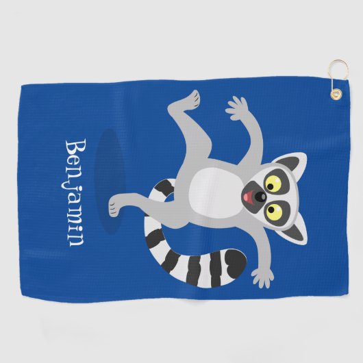 Niedlicher Ring Schwanz lemur Tanz Cartoon Abbildu Golfhandtuch (Horizontal)