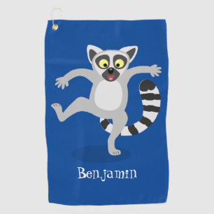 Niedlicher Ring Schwanz lemur Tanz Cartoon Abbildu Golfhandtuch