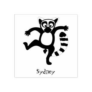 Niedlicher Ring Schwanz lemur Tanz Cartoon Abbildu Gummistempel