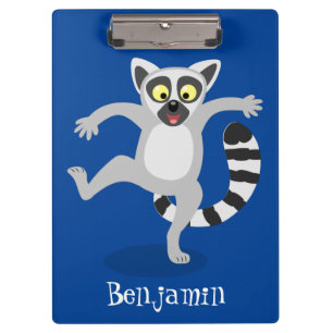 Niedlicher Ring Schwanz lemur Tanz Cartoon Abbildu Klemmbrett