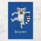 Niedlicher Ring Schwanz lemur Tanz Cartoon Abbildu Lebensmitteletikett (Einzelnes Label)