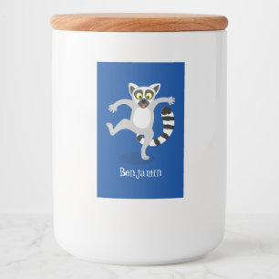 Niedlicher Ring Schwanz lemur Tanz Cartoon Abbildu Lebensmitteletikett