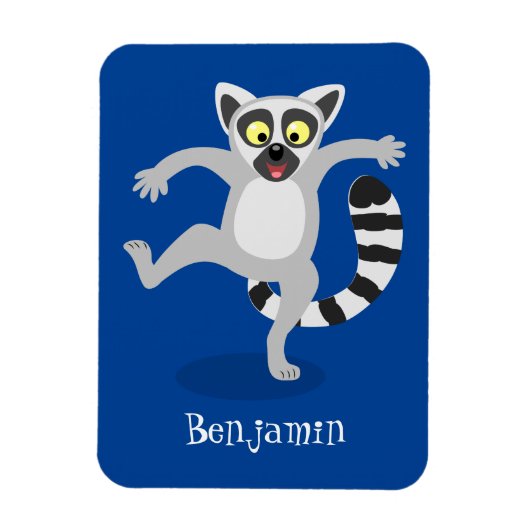 Niedlicher Ring Schwanz lemur Tanz Cartoon Abbildu Magnet (Vertikal)