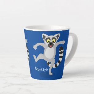 Niedlicher Ring Schwanz lemur Tanz Cartoon Abbildu Milchtasse