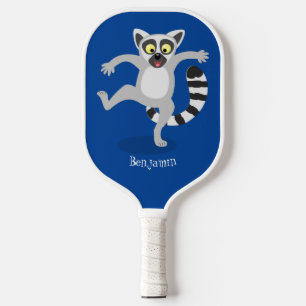 Niedlicher Ring Schwanz lemur Tanz Cartoon Abbildu Pickleball Schläger