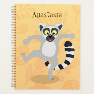 Niedlicher Ring Schwanz lemur Tanz Cartoon Abbildu Planer