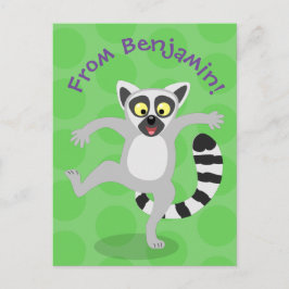 Niedlicher Ring Schwanz lemur Tanz Cartoon Abbildu Postkarte