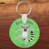 Niedlicher Ring Schwanz lemur Tanz Cartoon Abbildu Schlüsselanhänger (Vorderseite)