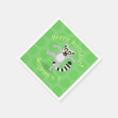 Niedlicher Ring Schwanz lemur Tanz Cartoon Abbildu Serviette (Ecke)