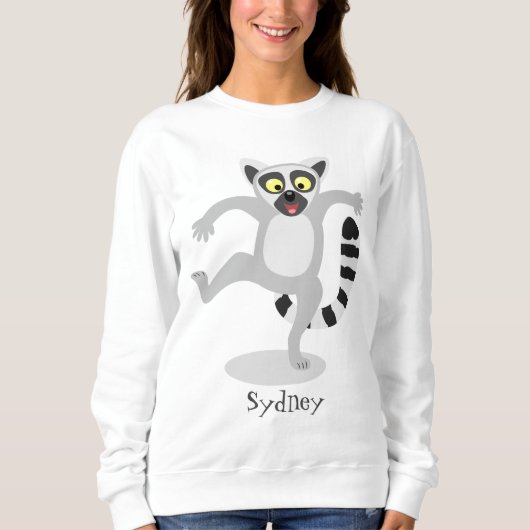 Niedlicher Ring Schwanz lemur Tanz Cartoon Abbildu Sweatshirt (Vorderseite)