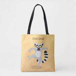 Niedlicher Ring Schwanz lemur Tanz Cartoon Abbildu Tasche