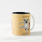 Niedlicher Ring Schwanz lemur Tanz Cartoon Abbildu Zweifarbige Tasse (VorderseiteRechts)