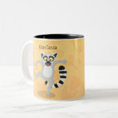 Niedlicher Ring Schwanz lemur Tanz Cartoon Abbildu Zweifarbige Tasse (Vorderseite Links)