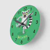 Niedlicher Ring Schwanz Lemur Tanz Cartoon Illustr Runde Wanduhr (Winkel)
