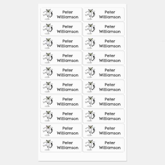 Niedlicher Ring Schwanz lemur Tanz Cartoon persona Etiketten (Blatt)