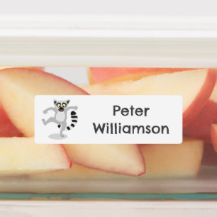 Niedlicher Ring Schwanz lemur Tanz Cartoon persona Etiketten