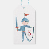 Niedlicher Ritter personalisiert Geburtstagsparty Geschenkanhänger (Rückseite)