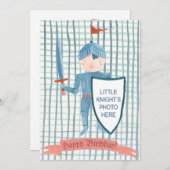 Niedlicher Ritter personalisiertes Foto Geburtstag Feiertagskarte (Vorne/Hinten)