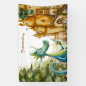 Niedlicher Ritterdragon Burg Geburtstagsparty Kind Banner (Vertikal)