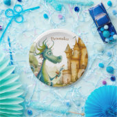 Niedlicher Ritterdragon Burg Geburtstagsparty Kind Pappteller (Party)