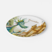 Niedlicher Ritterdragon Burg Geburtstagsparty Kind Pappteller (Schrägansicht)