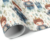Niedlicher Ritterprinz mit kronenfarbenem Wasser Geschenkpapier (Rolleneckpunkt)