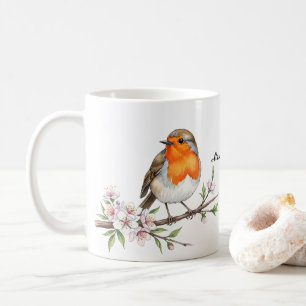 Niedlicher Robin Bird auf dem Personalisierten Nam Kaffeetasse