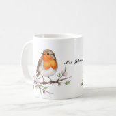 Niedlicher Robin Bird auf dem Personalisierten Nam Kaffeetasse (Vorderseite Links)