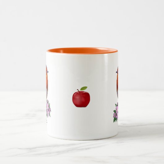 Niedlicher Robin Bird und Personalisierter Text Zw Zweifarbige Tasse (Mittel)