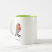 Niedlicher Robin Bird und Personalisierter Text Zweifarbige Tasse (Vorderseite Links)