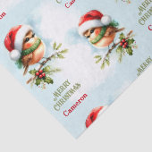 Niedlicher Robin in Weihnachtsmannmütze Weihnachts Seidenpapier (Detail)