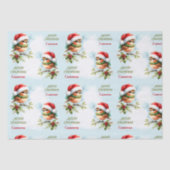 Niedlicher Robin in Weihnachtsmannmütze Weihnachts Seidenpapier (Vorderseite)