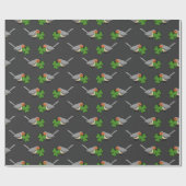 Niedlicher Robin mit Kleeblatt Clover Cartoon Geschenkpapier (Flach)