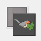Niedlicher Robin mit Kleeblatt Clover Cartoon Magnet (Vorderseite/Rückseite)