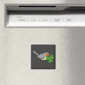 Niedlicher Robin mit Kleeblatt Clover Cartoon Magnet (In Situ (Geschirrspüler))