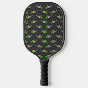 Niedlicher Robin mit Kleeblatt Clover Cartoon Pickleball Schläger