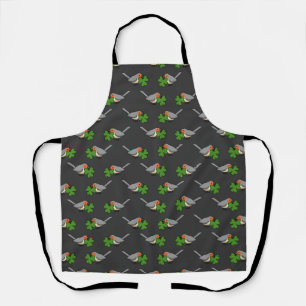 Niedlicher Robin mit Kleeblatt Clover Cartoon Schürze