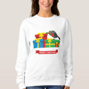 Niedlicher Robin und die vier farbenfrohen Geschen Sweatshirt