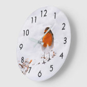 Niedlicher Robin-Vogel Große Wanduhr (Winkel)
