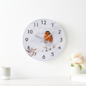 Niedlicher Robin-Vogel Große Wanduhr (Zuhause)