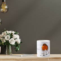 Niedlicher Robin-Vogel im Schnee fügen Namen hinzu