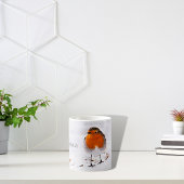 Niedlicher Robin-Vogel im Schnee fügen Namen hinzu Kaffeetasse