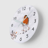 Niedlicher Robin-Vogel Runde Wanduhr (Winkel)