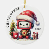 Niedlicher Robot Personalisiert Weihnachten Keramik Ornament (Vorne)