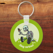 Niedlicher Roboter & Butterfly Bleibe neugierig! C Schlüsselanhänger (Rückseite)