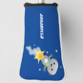 Niedlicher Roboter, der im Weltraum Cartoon fliegt Golf Headcover (Rotieren 90)