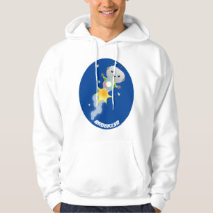 Niedlicher Roboter, der im Weltraum Cartoon fliegt Hoodie