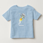 Niedlicher Roboter, der im Weltraum Cartoon fliegt Kleinkind T-shirt (Vorderseite)