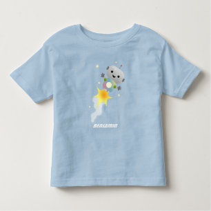 Niedlicher Roboter, der im Weltraum Cartoon fliegt Kleinkind T-shirt